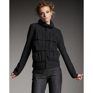 Diane Von Furstenberg Cupcake Bomber Jacket Black Zip Up Designer 6